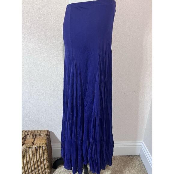Vintage Fairy Crinkle Maxi Skirt Asymmetrical Artsy Boho Purple Sz M Stretchy - Picture 7 of 8